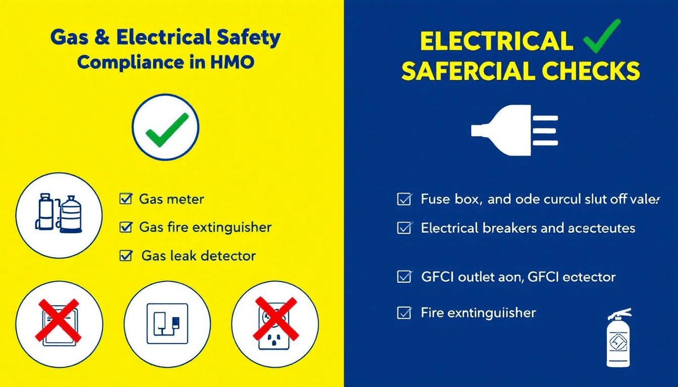 Gas and electrical safety compliance checks in an HMO.
